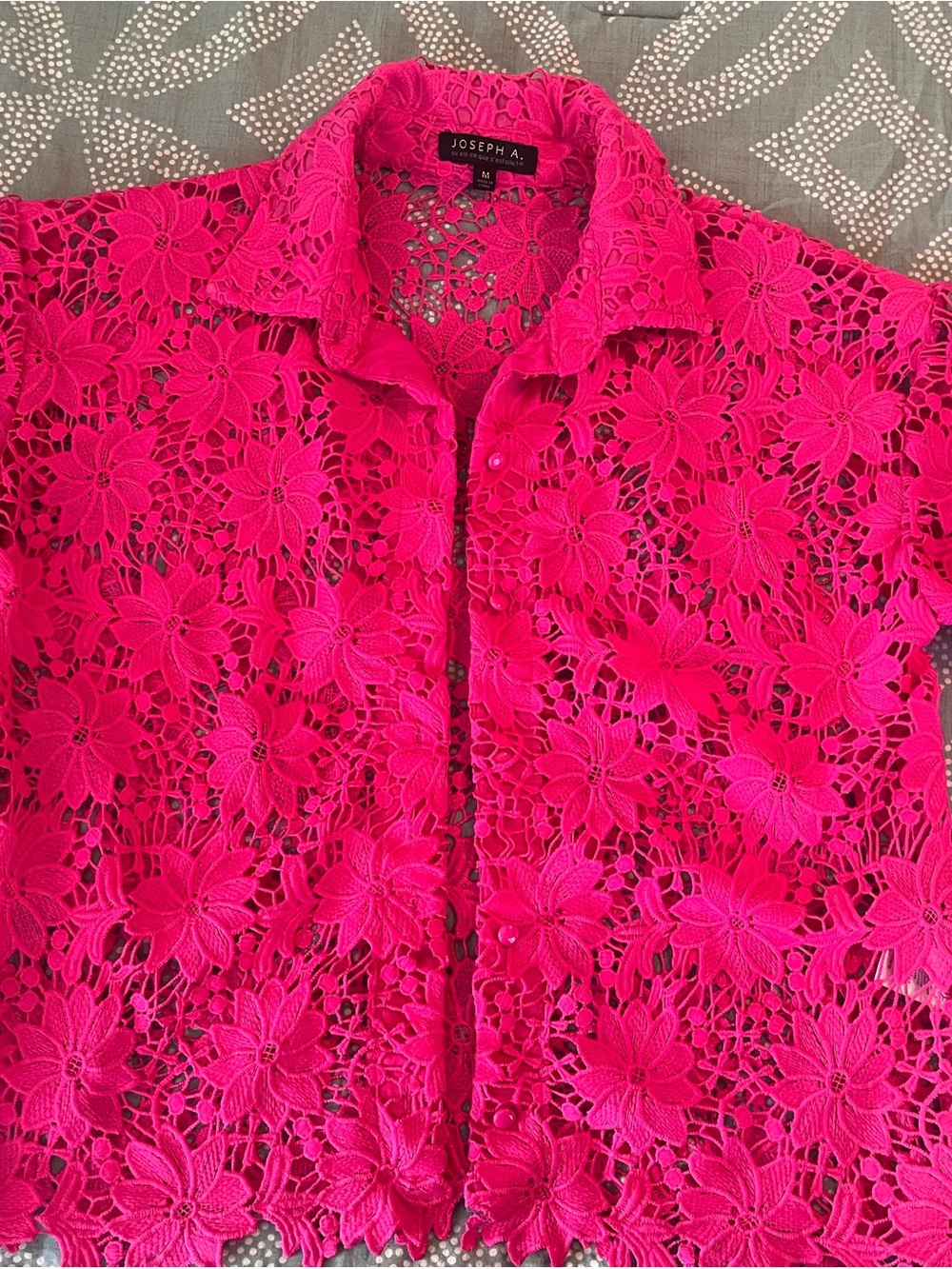 Joseph Hot Pink Floral Lace Button-Up Blouse